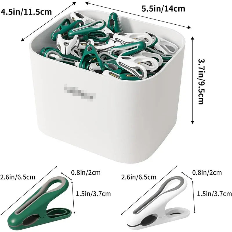 24pcs Clothes Pegs with Storage Basket Laundry Sock Clips Non Slip Drying Hanger - Green