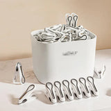 24pcs Clothes Pegs with Storage Basket Laundry Sock Clips Non Slip Drying Hanger - Green