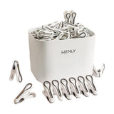 24pcs Clothes Pegs with Storage Basket Laundry Sock Clips Non Slip Drying Hanger - Green