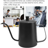 Hand Drip Coffee Pot Stainless Steel Fine Spout Hanging Ear Filter Cup Kettle - Black