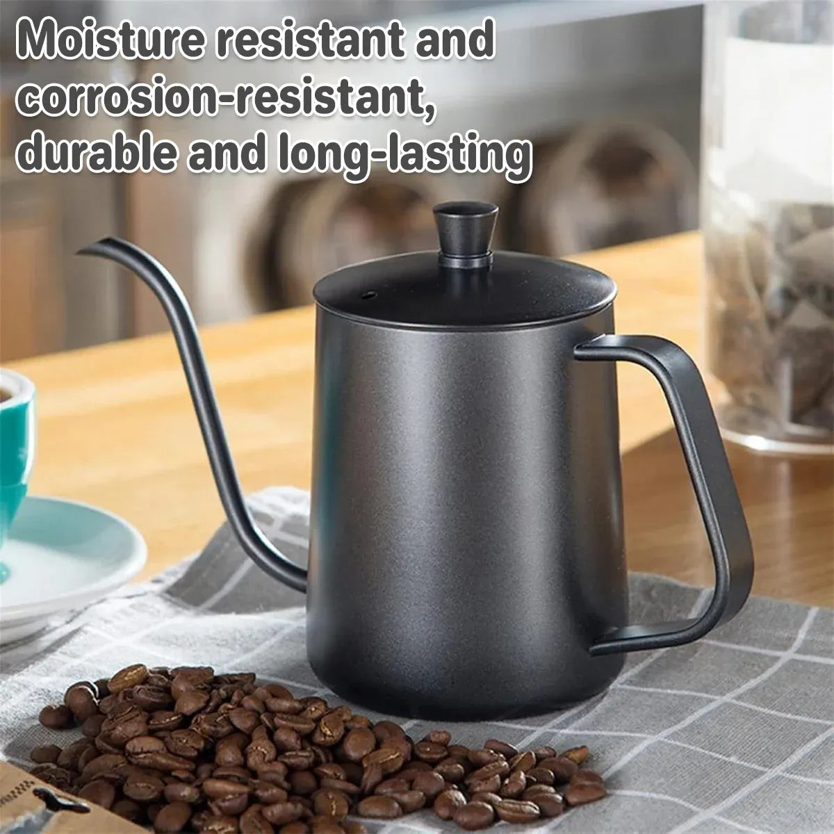 Hand Drip Coffee Pot Stainless Steel Fine Spout Hanging Ear Filter Cup Kettle - Black