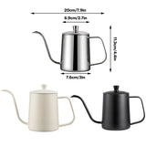 Hand Drip Coffee Pot Stainless Steel Fine Spout Hanging Ear Filter Cup Kettle - Silver