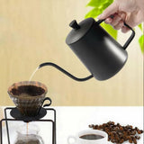 Hand Drip Coffee Pot Stainless Steel Fine Spout Hanging Ear Filter Cup Kettle - Silver
