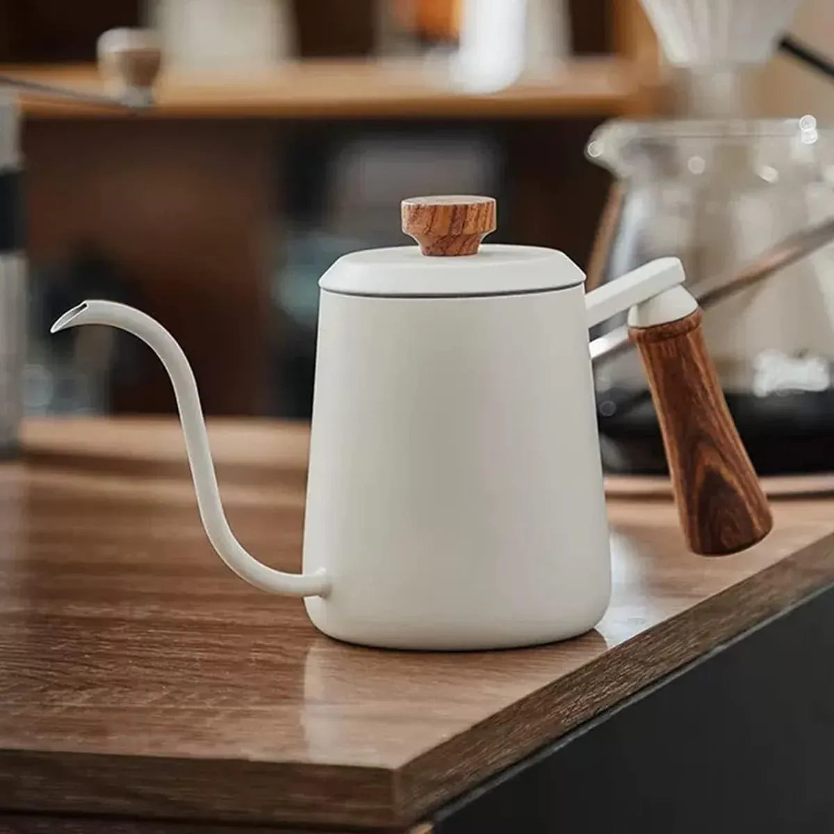 600ml Stainless Steel Coffee Pour Over Kettle Heat Resistant Home Café Brewing - Beige