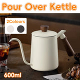 600ml Stainless Steel Coffee Pour Over Kettle Heat Resistant Home Café Brewing - Black