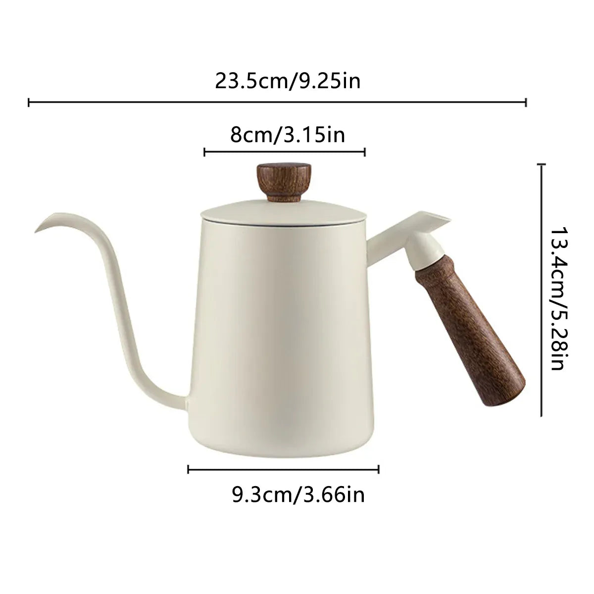 600ml Stainless Steel Coffee Pour Over Kettle Heat Resistant Home Café Brewing - Black