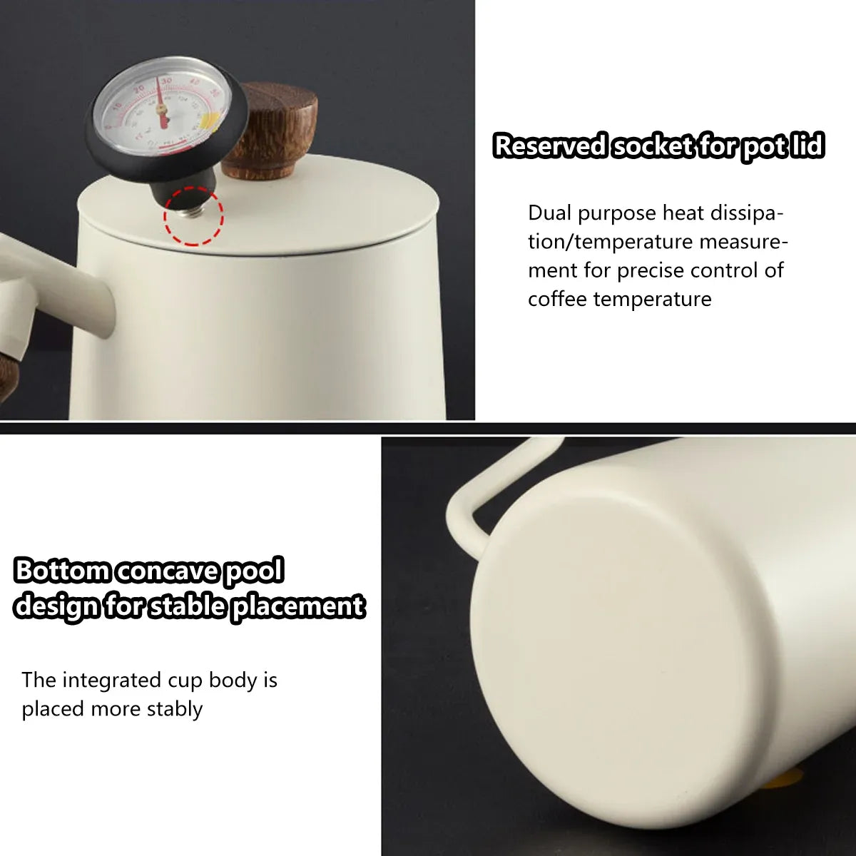 600ml Stainless Steel Coffee Pour Over Kettle Heat Resistant Home Café Brewing - Black