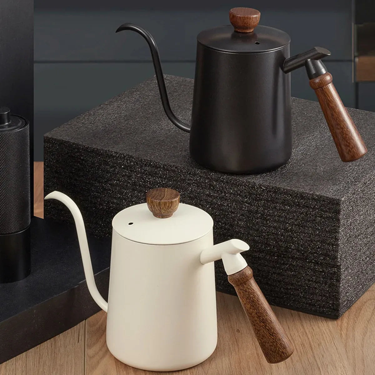 600ml Stainless Steel Coffee Pour Over Kettle Heat Resistant Home Café Brewing - Black