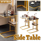 Modern Living Room Side Table 2 Tier Rounded Corners Easy Clean