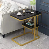 Modern Living Room Side Table 2 Tier Rounded Corners Easy Clean