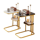 Modern Living Room Side Table 2 Tier Rounded Corners Easy Clean