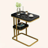 Modern Living Room Side Table 2 Tier Rounded Corners Easy Clean