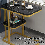 Modern Living Room Side Table 2 Tier Rounded Corners Easy Clean