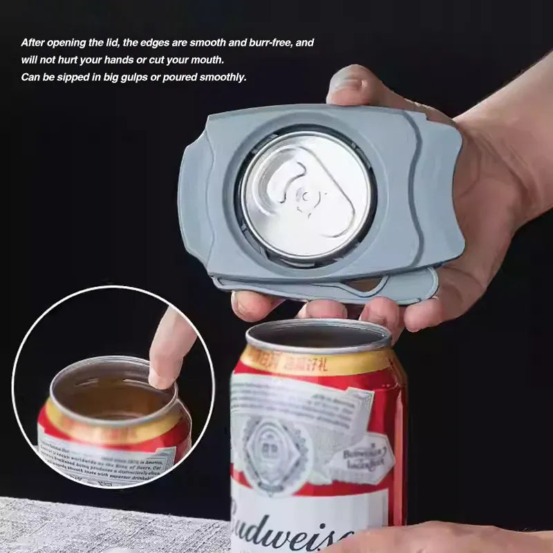 Topless Can Opener Manual Kitchen Tool for Beer Soda and Tin Bottles - Grey