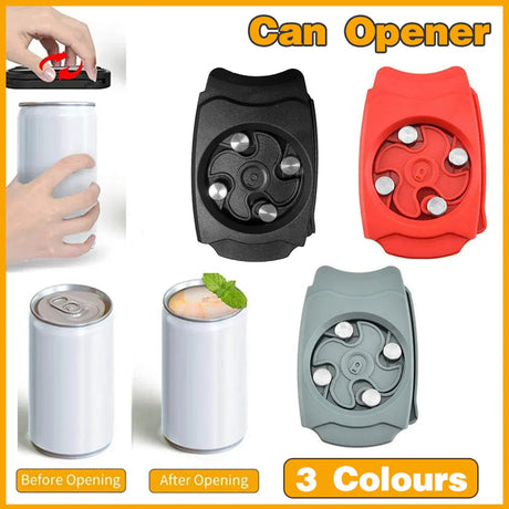 Topless Can Opener Manual Kitchen Tool for Beer Soda and Tin Bottles - Red
