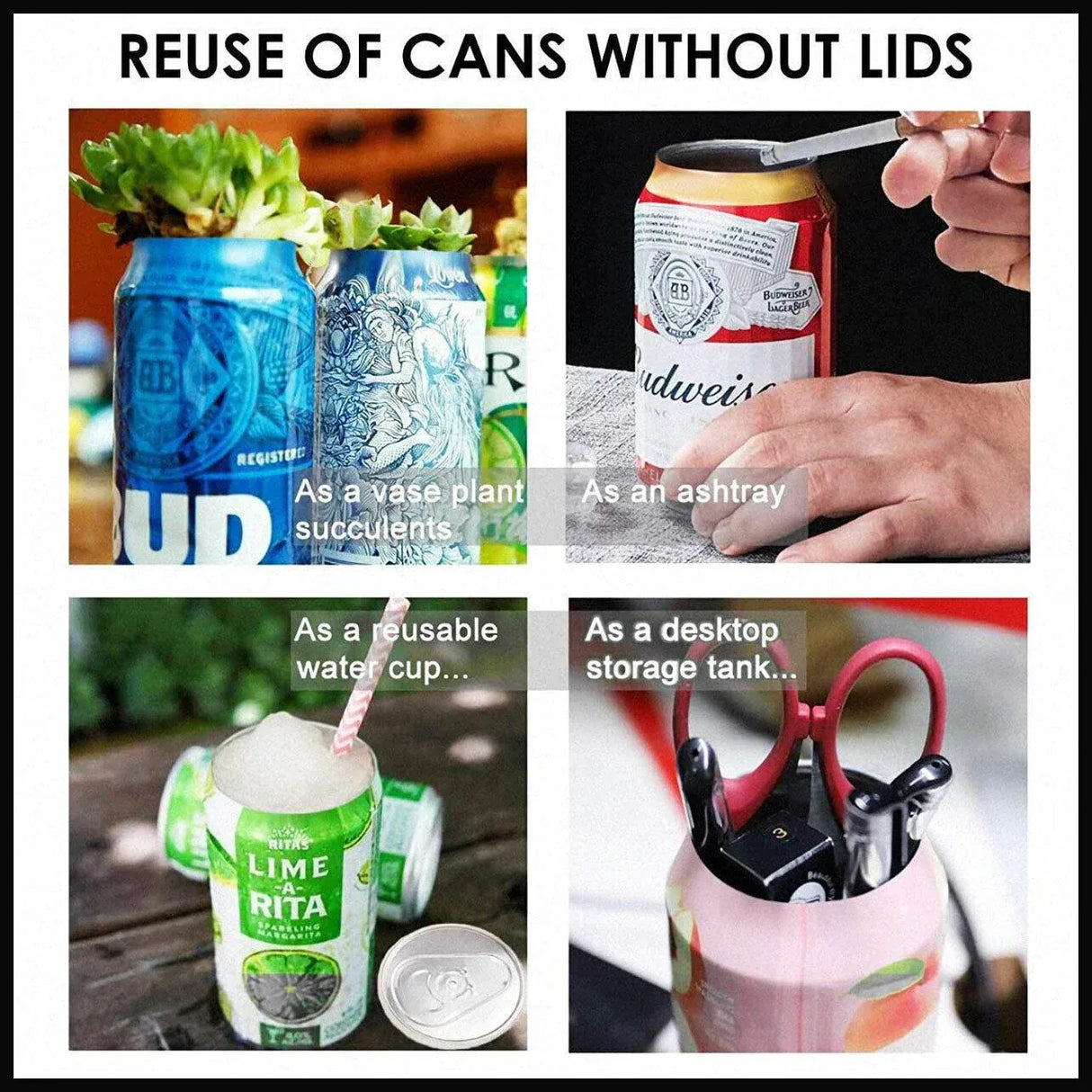 Topless Can Opener Manual Kitchen Tool for Beer Soda and Tin Bottles - Red