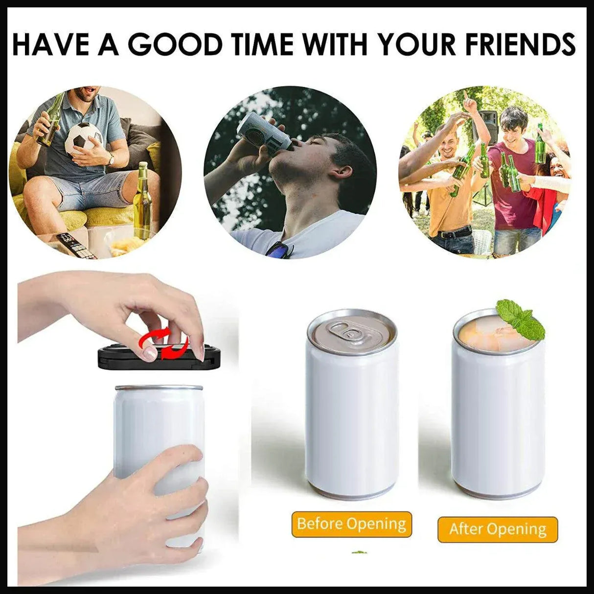 Topless Can Opener Manual Kitchen Tool for Beer Soda and Tin Bottles - Red