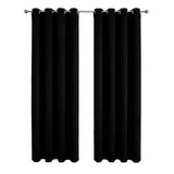2pcs Semi Blackout Curtain Fabric Solid Colour Home Decor Drapes for Living Room - Black - 132x160cm