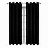 2pcs Semi Blackout Curtain Fabric Solid Colour Home Decor Drapes for Living Room - Black - 132x160cm