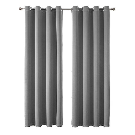 2pcs Semi Blackout Curtain Fabric Solid Colour Home Decor Drapes for Living Room - Light Grey - 132x160cm
