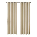 2pcs Semi Blackout Curtain Fabric Solid Colour Home Decor Drapes for Living Room - Yellow - 132x160cm