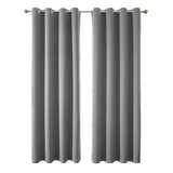 2pcs Semi Blackout Curtain Fabric Solid Colour Home Decor Drapes for Living Room - Black - 132x244cm