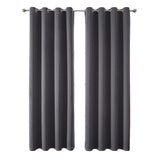 2pcs Semi Blackout Curtain Fabric Solid Colour Home Decor Drapes for Living Room - Black - 132x244cm