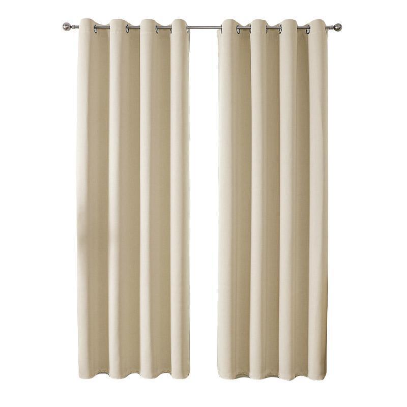 2pcs Semi Blackout Curtain Fabric Solid Colour Home Decor Drapes for Living Room - Light Grey - 132x244cm