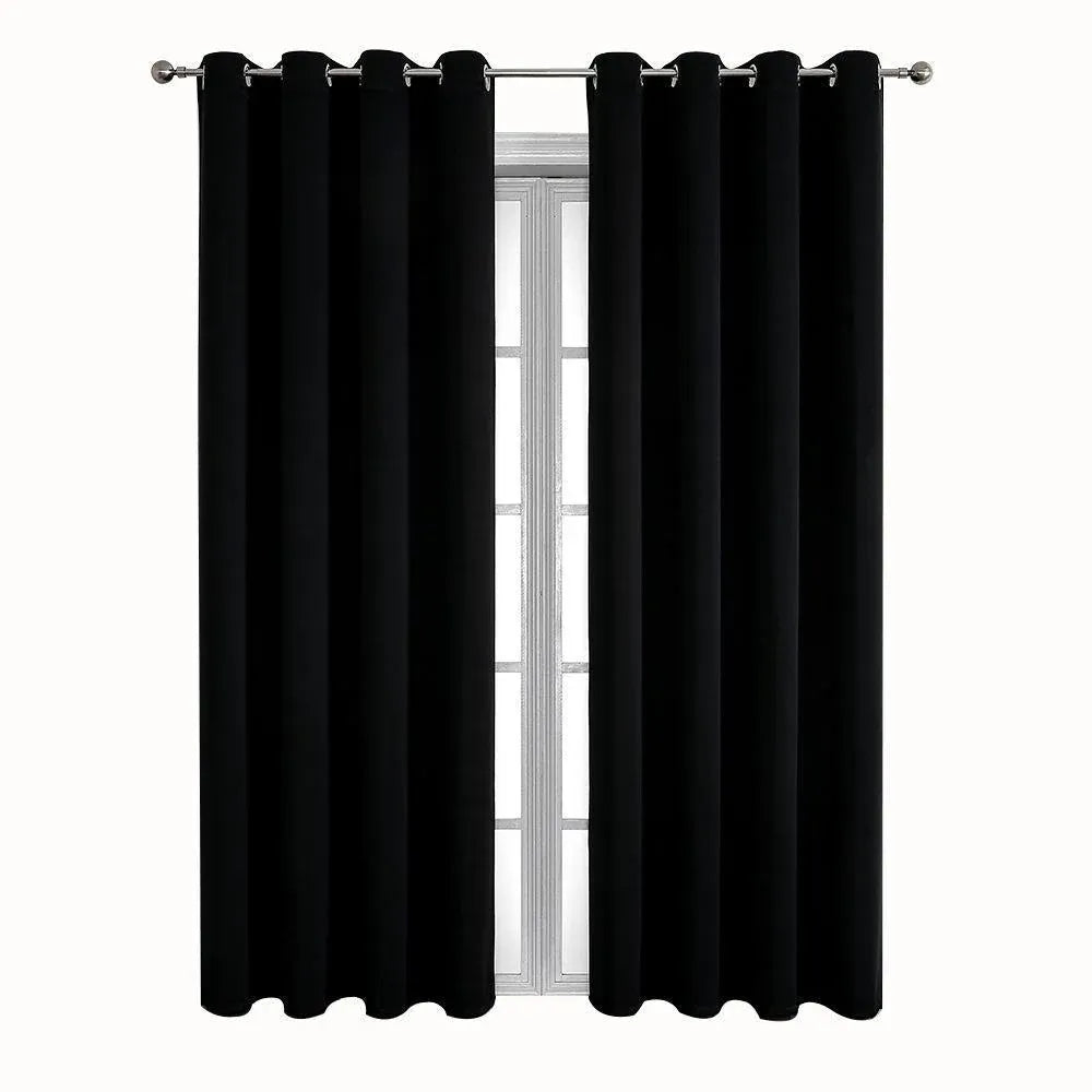 2pcs Semi Blackout Curtain Fabric Solid Colour Home Decor Drapes for Living Room - Dark Grey - 132x160cm