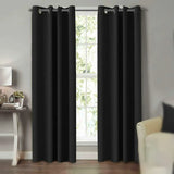 2pcs Semi Blackout Curtain Fabric Solid Colour Home Decor Drapes for Living Room - Dark Grey - 132x160cm