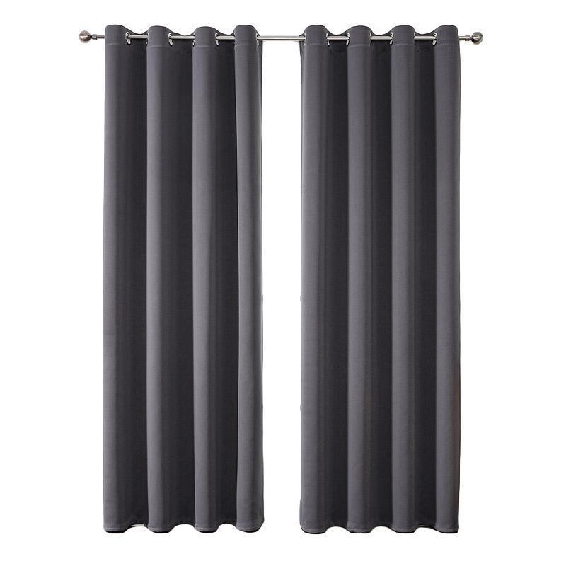 2pcs Semi Blackout Curtain Fabric Solid Colour Home Decor Drapes for Living Room - Dark Grey - 132x160cm