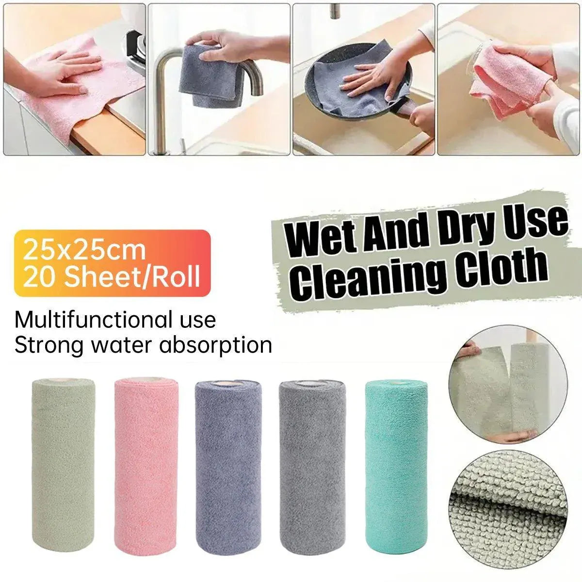 Multifunctional Kitchen Cleaning Towel Strong Absorbent Hand Tear Dish Cloth - Blue