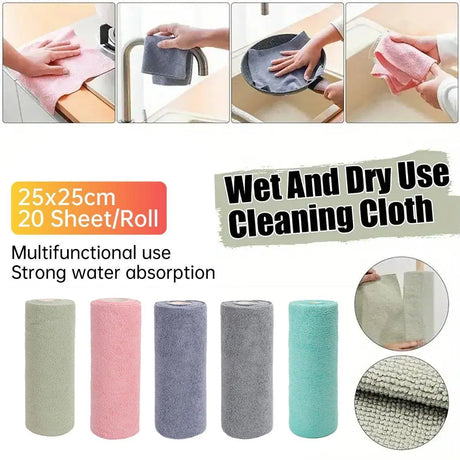 Multifunctional Kitchen Cleaning Towel Strong Absorbent Hand Tear Dish Cloth - Blue