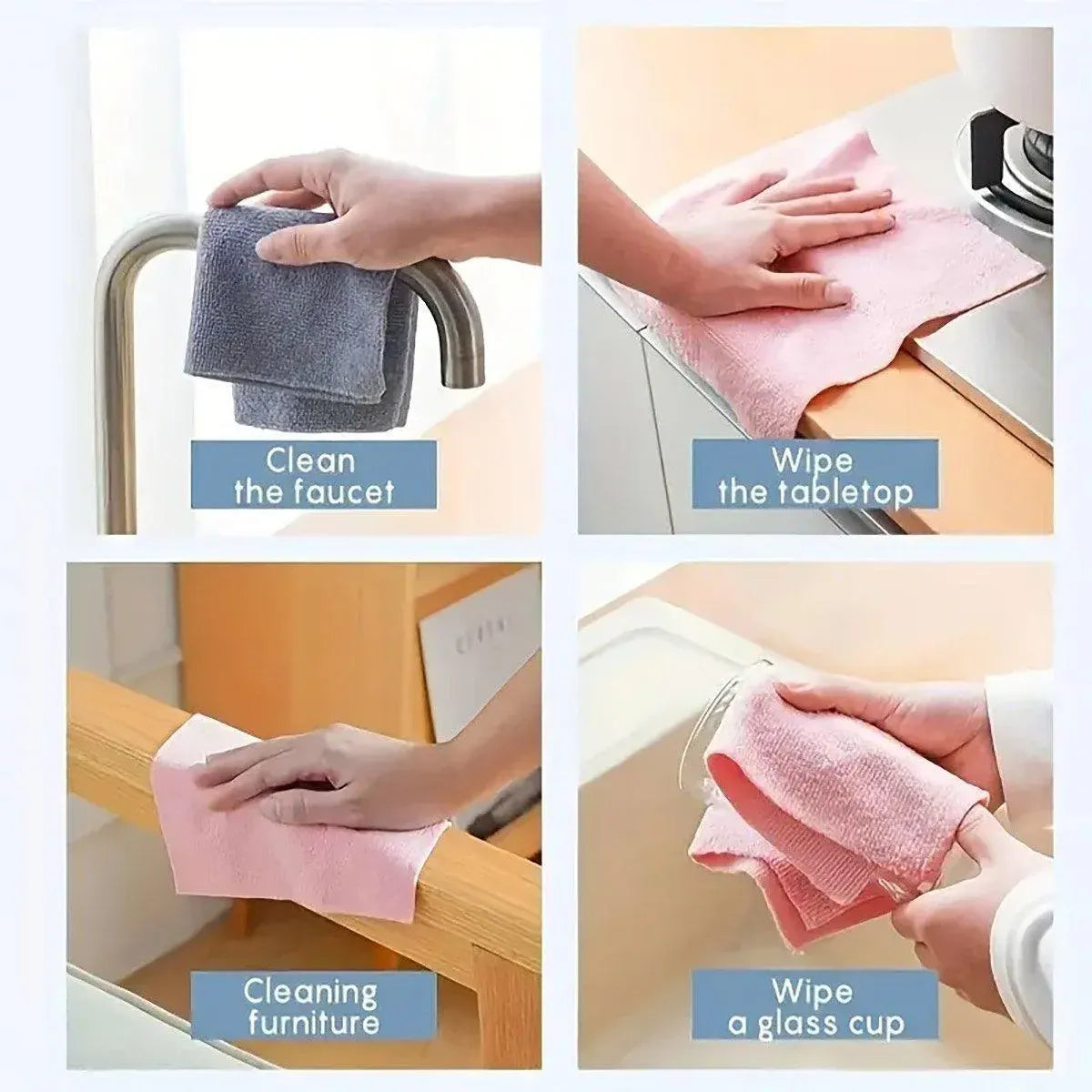 Multifunctional Kitchen Cleaning Towel Strong Absorbent Hand Tear Dish Cloth - Blue