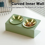 Ceramic Slanted Double Pet Bowl Cat Dog Food Water Bowl Non-Slip Feeding Dish - Purple