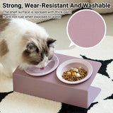 Ceramic Slanted Double Pet Bowl Cat Dog Food Water Bowl Non-Slip Feeding Dish - Purple