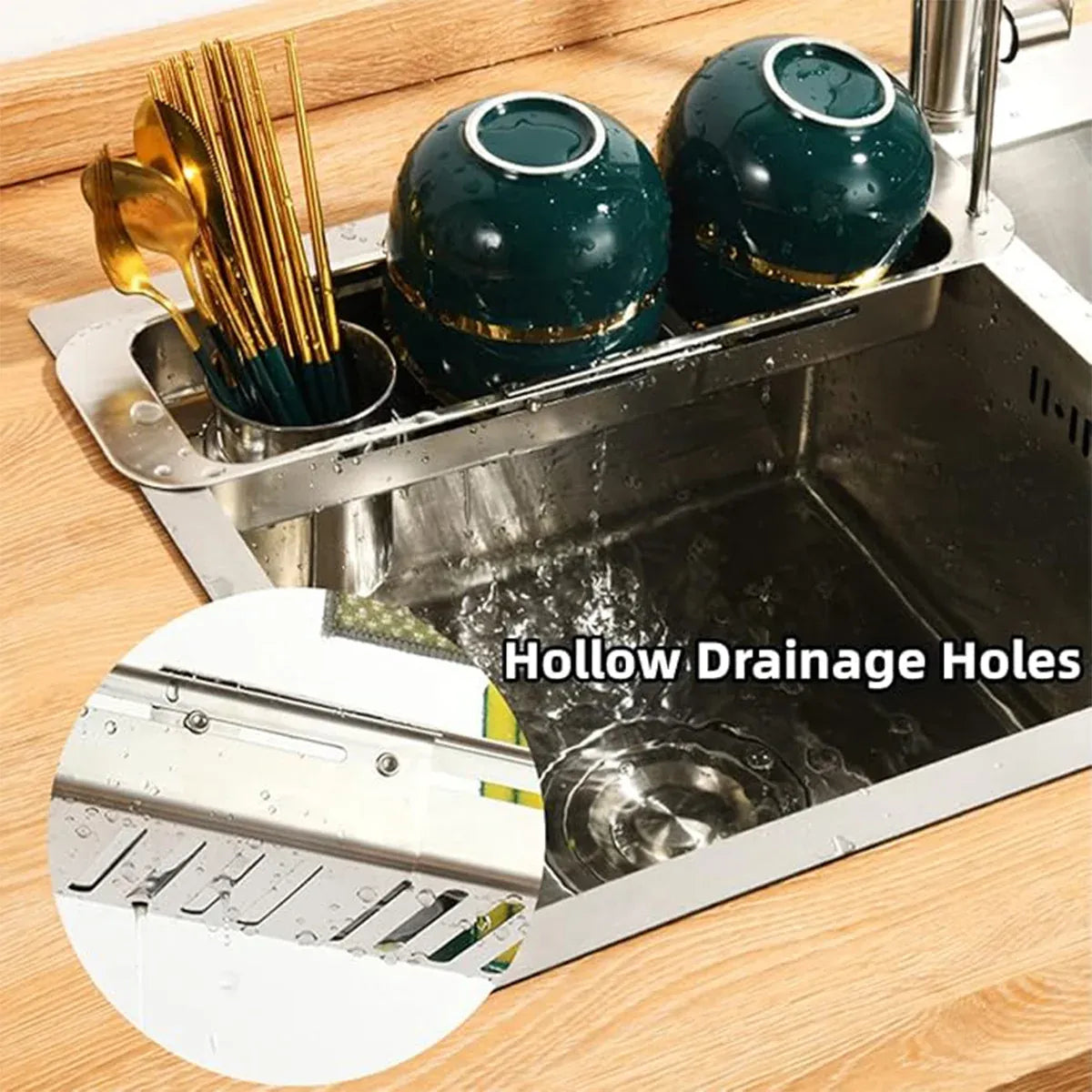 Retractable Kitchen Sink Draining Rack Water Filter Basket Storage Shelf Home - Silver