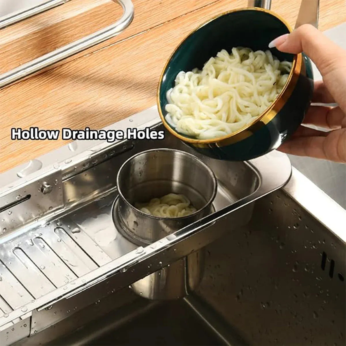 Retractable Kitchen Sink Draining Rack Water Filter Basket Storage Shelf Home - Silver