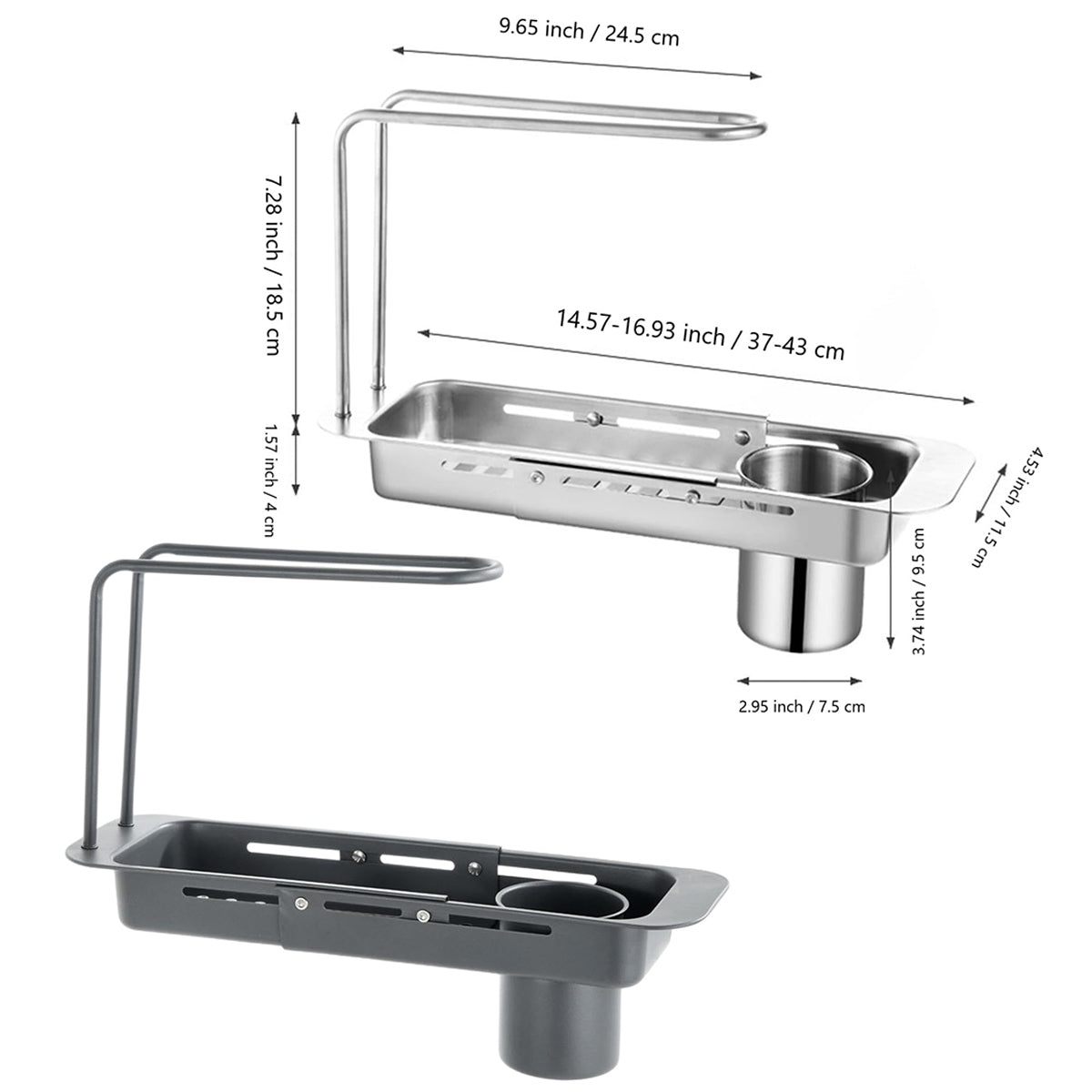 Retractable Kitchen Sink Draining Rack Water Filter Basket Storage Shelf Home - Silver