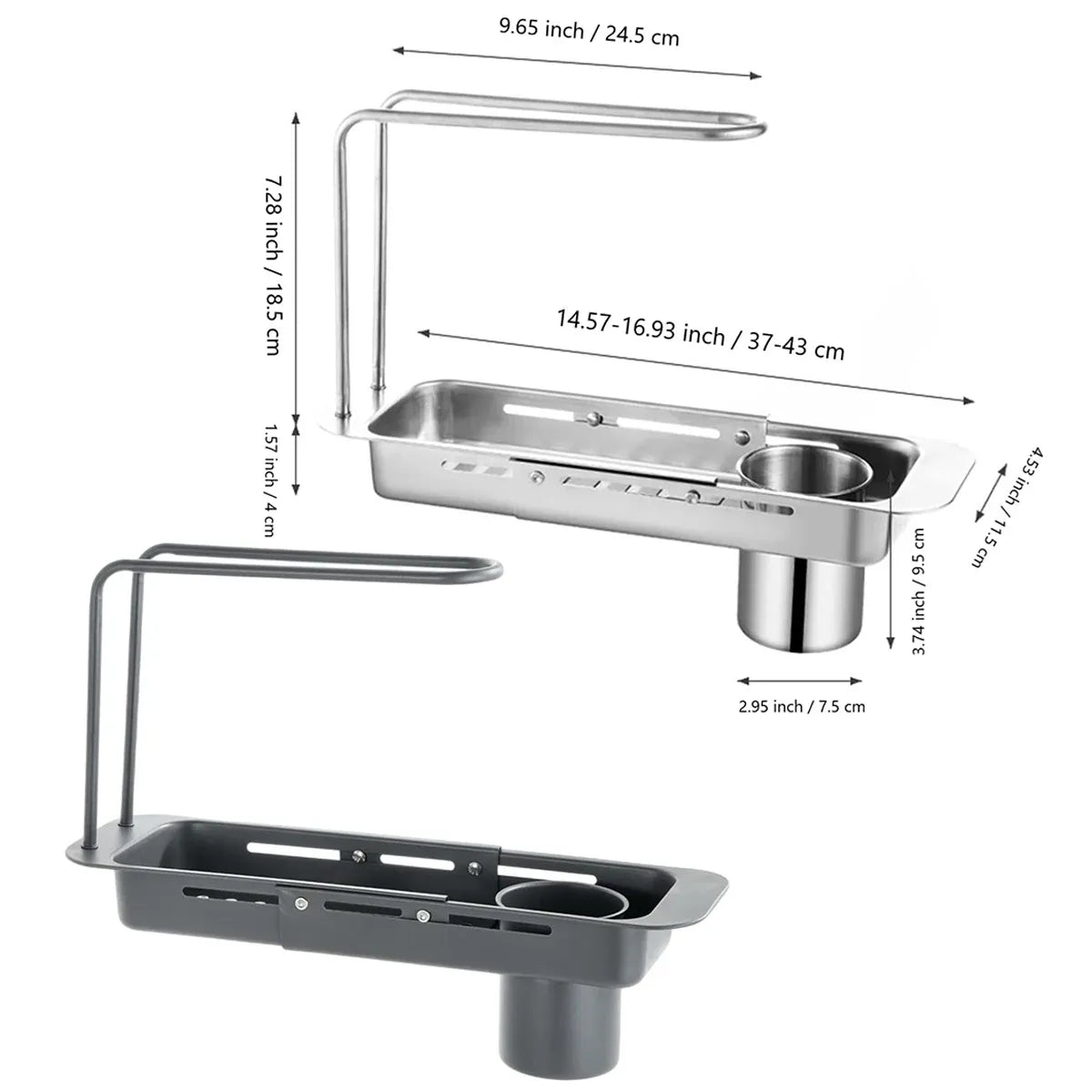 Retractable Kitchen Sink Draining Rack Water Filter Basket Storage Shelf Home - Grey