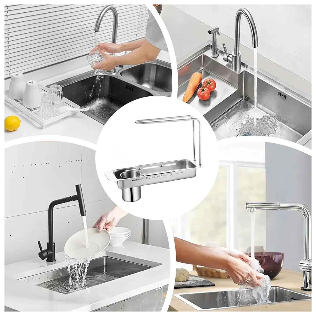 Retractable Kitchen Sink Draining Rack Water Filter Basket Storage Shelf Home - Grey