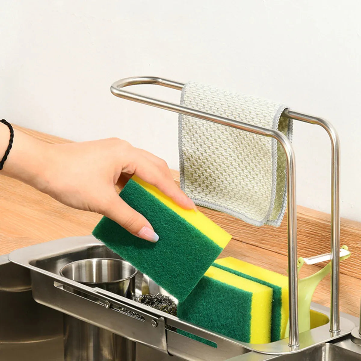 Retractable Kitchen Sink Draining Rack Water Filter Basket Storage Shelf Home - Grey