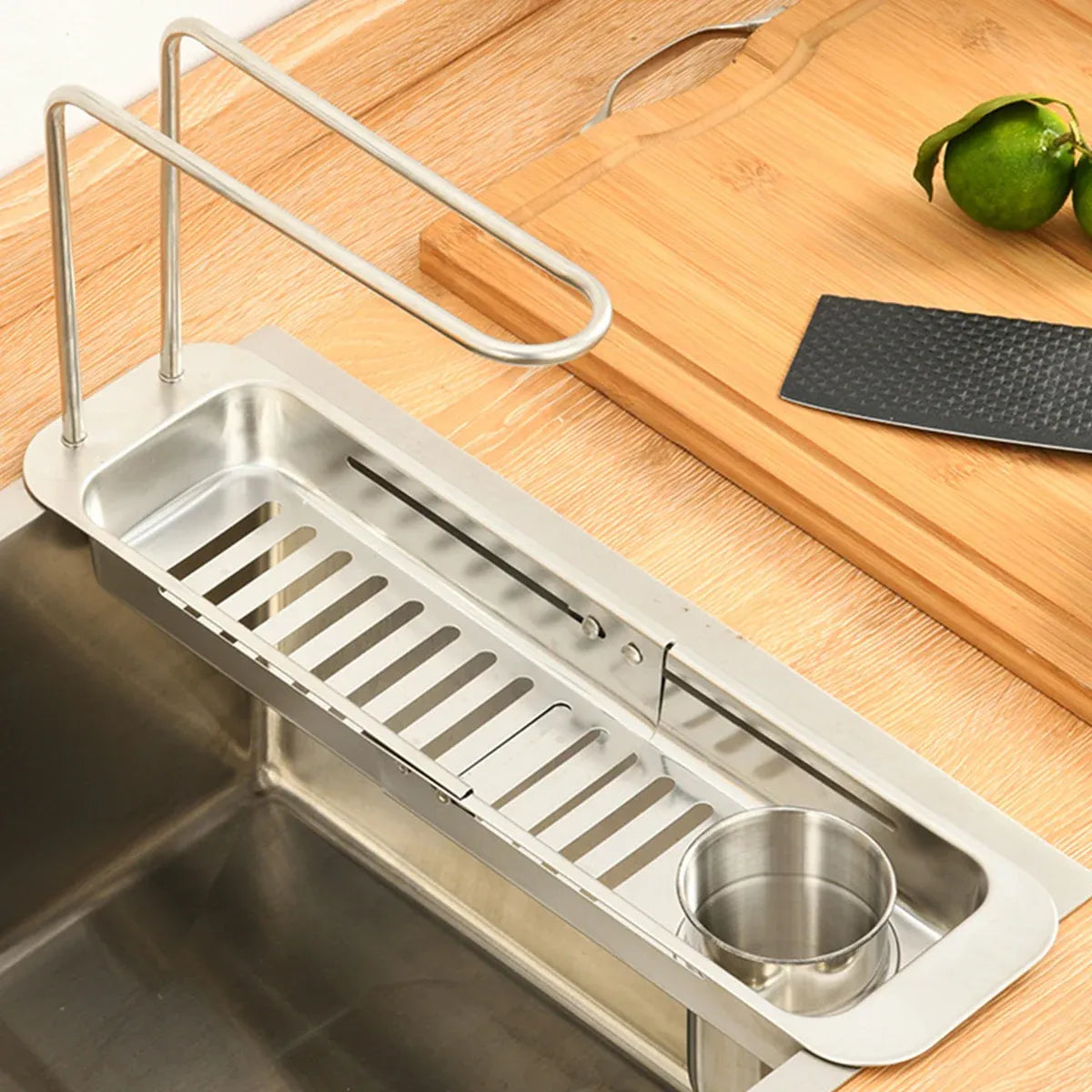 Retractable Kitchen Sink Draining Rack Water Filter Basket Storage Shelf Home - Grey