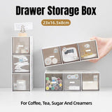 Storage Box 3Drawers DIY Desktop Plastic Transparent Coffee Sugar Jewelry Box