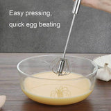 Stainless Steel Semi-Automatic Egg Beater Hand Pressed Kitchen Baking Tool - 10 Inch