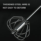 Stainless Steel Semi-Automatic Egg Beater Hand Pressed Kitchen Baking Tool - 10 Inch
