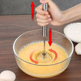 Stainless Steel Semi-Automatic Egg Beater Hand Pressed Kitchen Baking Tool - 10 Inch