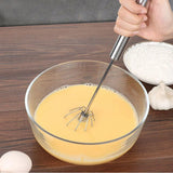 Stainless Steel Semi-Automatic Egg Beater Hand Pressed Kitchen Baking Tool - 10 Inch