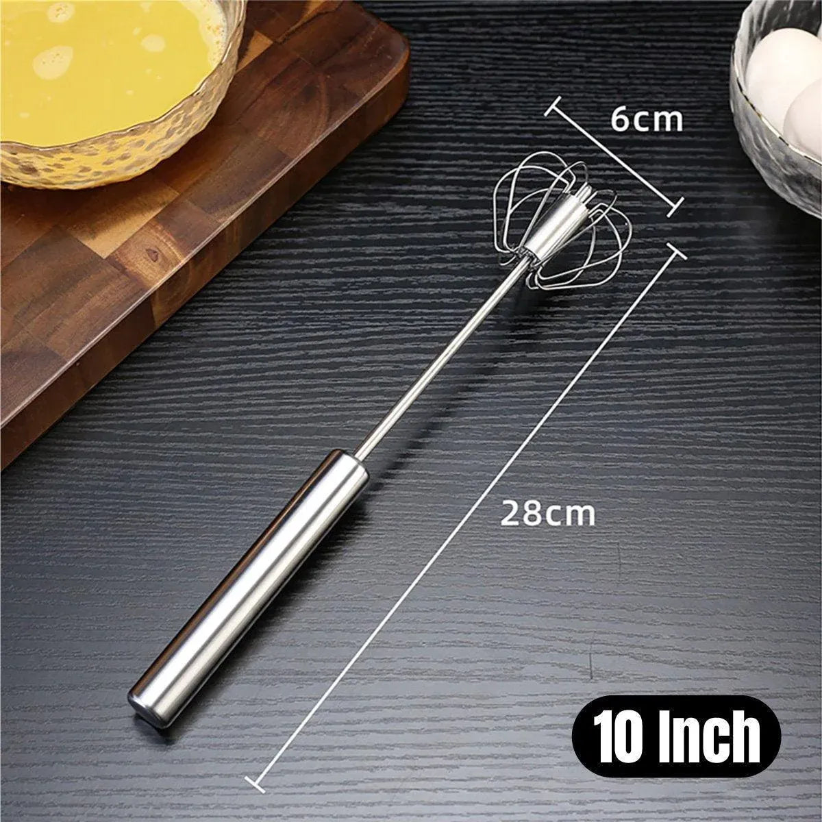 Stainless Steel Semi-Automatic Egg Beater Hand Pressed Kitchen Baking Tool - 12 Inch