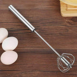 Stainless Steel Semi-Automatic Egg Beater Hand Pressed Kitchen Baking Tool - 12 Inch